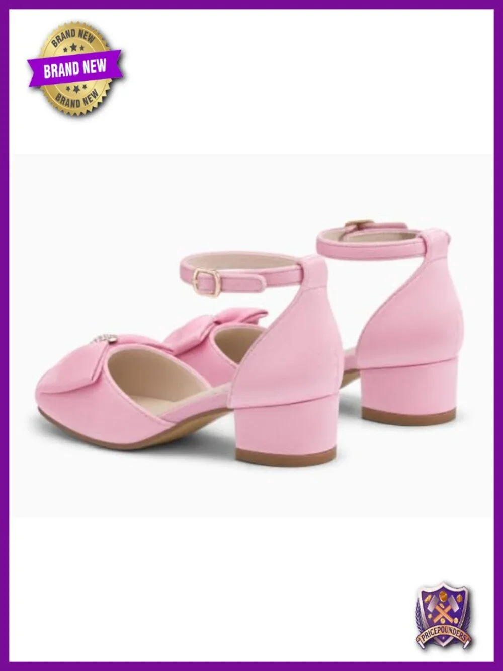 Girls Dress Shoes Bow Glitter Chunky Heels Princess Shoes Flower Girl Shoes
